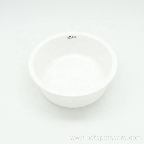 Pet Feeding Bowl White Rounded Ceramic Dog Bowl